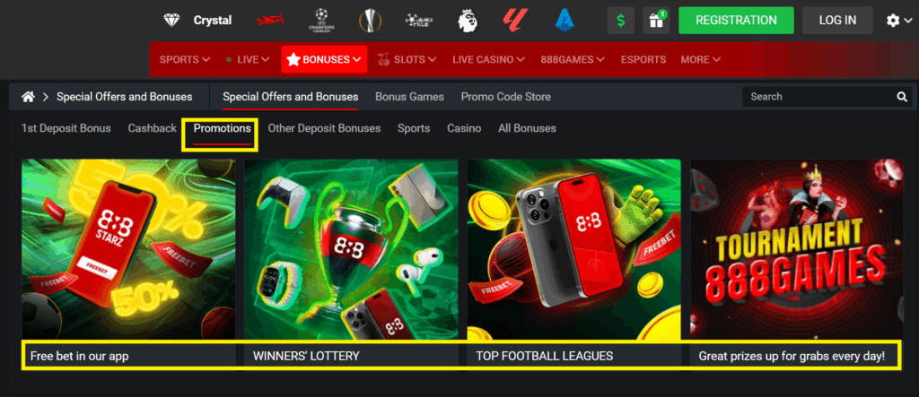 Additional bonuses from 888Starz