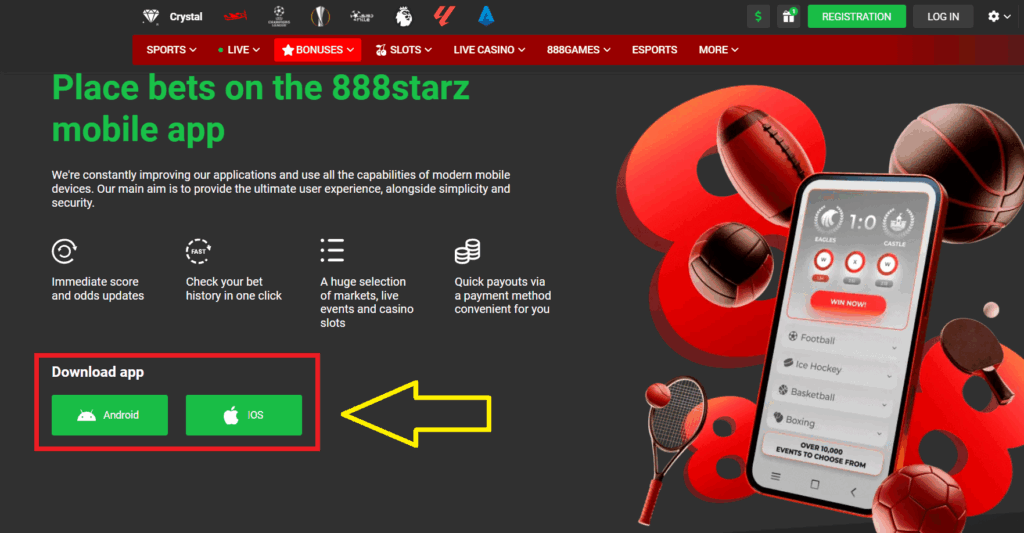 Advantages of the application 888Starz for iPhone
